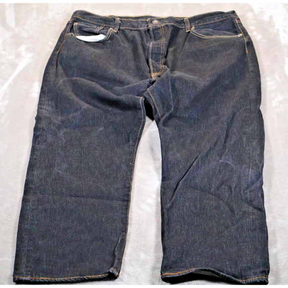 Levis 501 Jeans Mens 42x30 Black Button Fly Straight Leg Denim Vintage Style - Picture 1 of 8